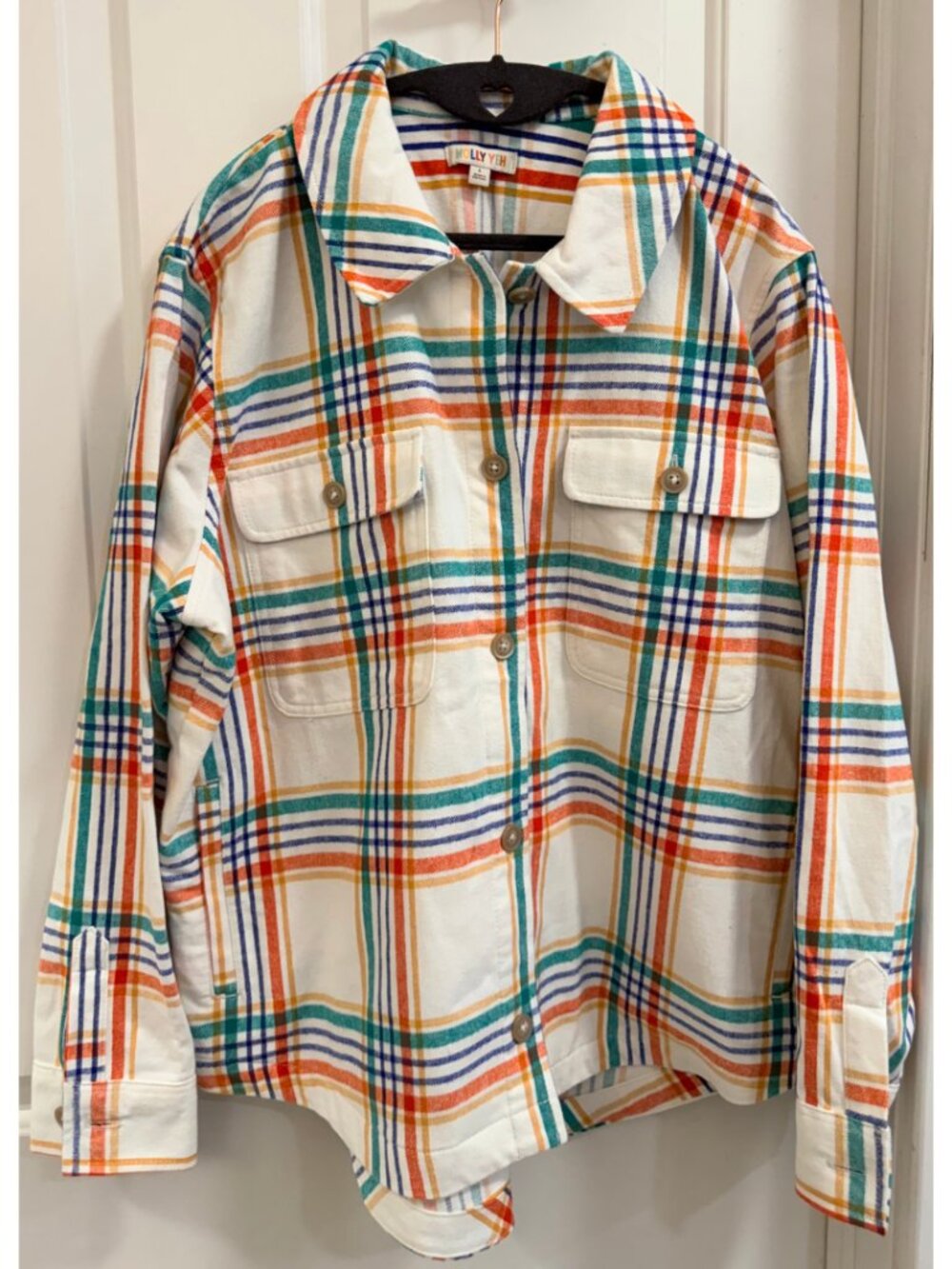NWT Molly Yeh Multicolor Plaid Cotton Shacket Large